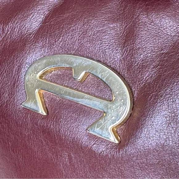 ETIENNE AIGNER vintage burgundy large big logo classic leather purse bag - Picture 7 of 15